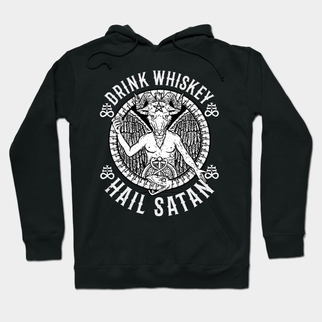 Drink Whiskey Hail Satan - Satanic Baphomet Gift Hoodie by biNutz